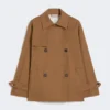 Vannavvisende trenchcoat i bomull med dobbeltspent knappestolpe, tobakk