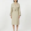 Vannavvisende trenchcoat i twill med belte, sand Vannavvisende trenchcoat i twill med belte, sand