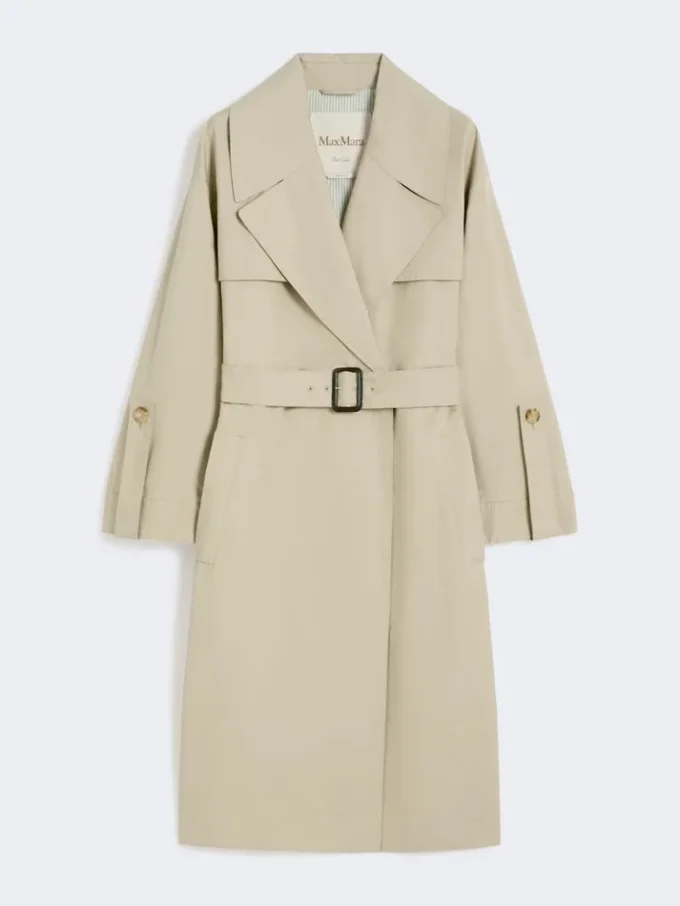 Vannavvisende trenchcoat i twill med belte, sand Vannavvisende trenchcoat i twill med belte, sand