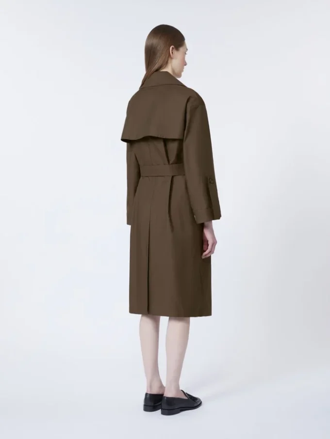 Vannavvisende trenchcoat i twill med belte, sjokoladebrun