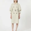 Vannavvisende trenchcoat i twill med dobbeltspent, natur