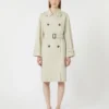 Vannavvisende trenchcoat i twill med dobbeltspent, natur
