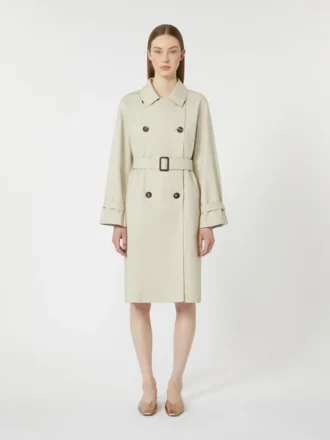 Vannavvisende trenchcoat i twill med dobbeltspent, natur