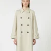 Vannavvisende trenchcoat i twill med dobbeltspent, natur