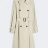 Vannavvisende trenchcoat i twill med dobbeltspent, natur