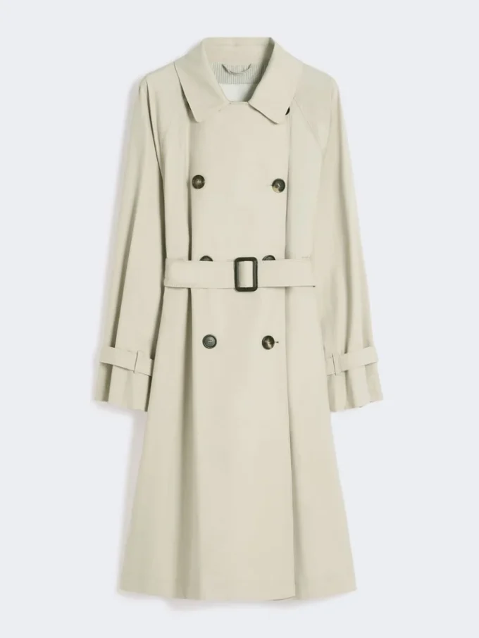 Vannavvisende trenchcoat i twill med dobbeltspent, natur