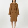 Vannavvisende trenchcoat i twill med dobbeltspent, tobakk