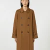 Vannavvisende trenchcoat i twill med dobbeltspent, tobakk