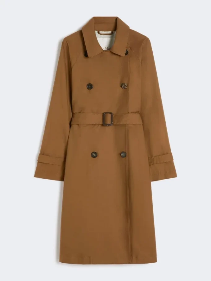 Vannavvisende trenchcoat i twill med dobbeltspent, tobakk