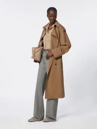 Vannavvisende trenchcoat i ullgabardin, brun Vannavvisende trenchcoat i ullgabardin, brun