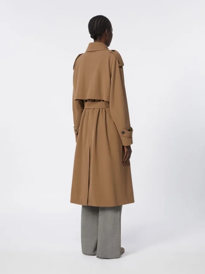 Vannavvisende trenchcoat i ullgabardin, brun Vannavvisende trenchcoat i ullgabardin, brun