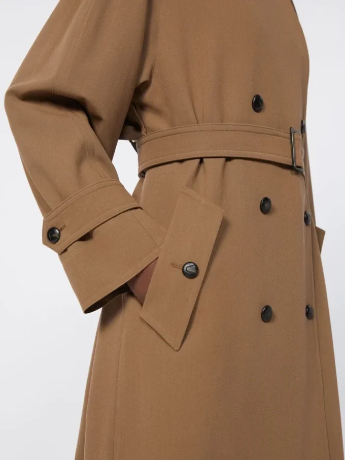 Vannavvisende trenchcoat i ullgabardin, brun Vannavvisende trenchcoat i ullgabardin, brun