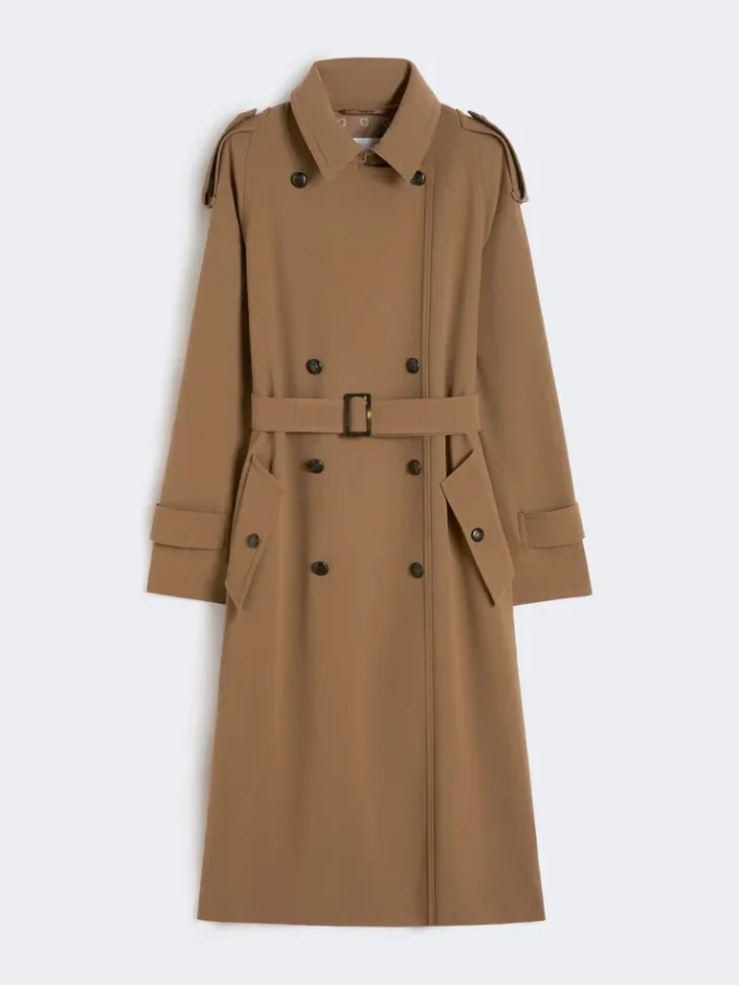 Vannavvisende trenchcoat i ullgabardin, brun Vannavvisende trenchcoat i ullgabardin, brun