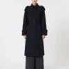 Vannavvisende trenchcoat i ullgabardin, ultramarin