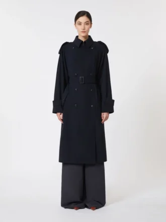 Vannavvisende trenchcoat i ullgabardin, ultramarin Vannavvisende trenchcoat i ullgabardin, ultramarin