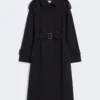 Vannavvisende trenchcoat i ullgabardin, ultramarin