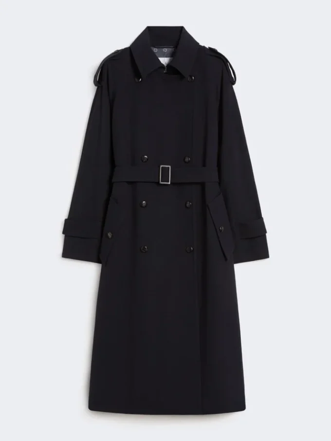 Vannavvisende trenchcoat i ullgabardin, ultramarin