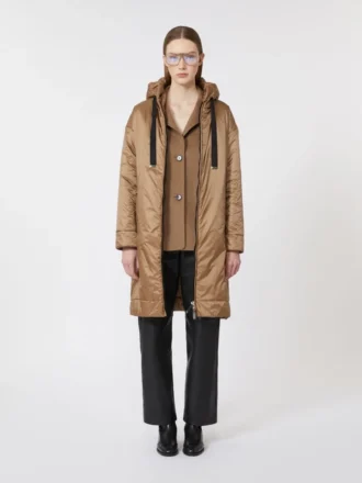 Vannavvisende, vattert parkas i kanvas, kamel Vannavvisende, vattert parkas i kanvas, kamel