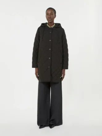 Vannavvisende, vattert parkas, svart