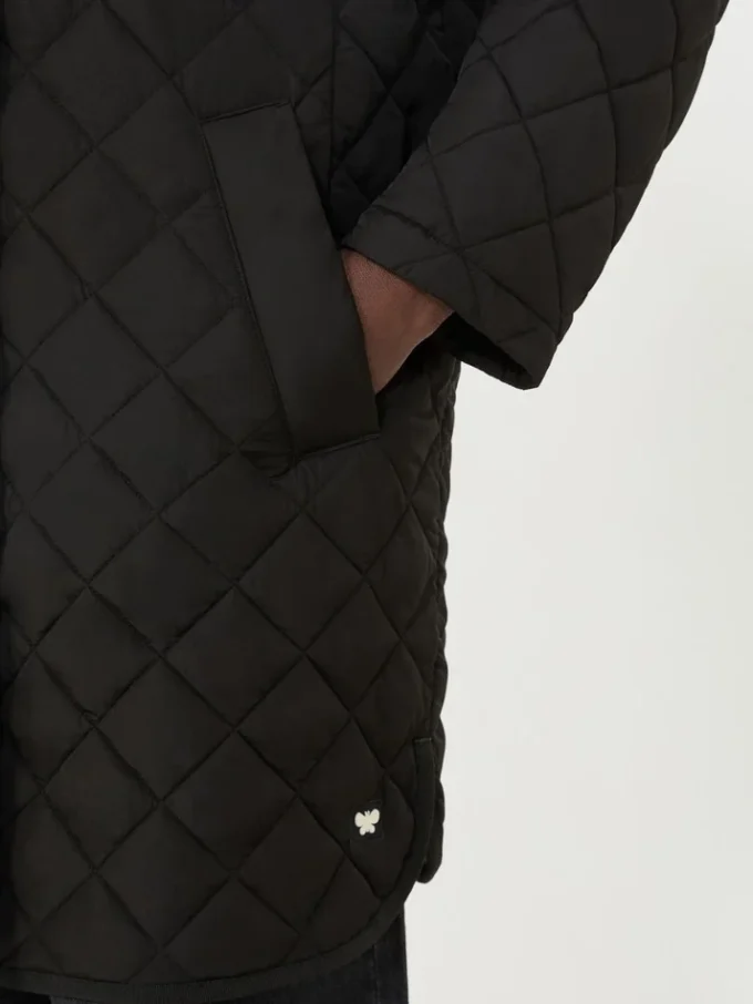 Vannavvisende, vattert parkas, svart