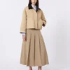 Vasket gabardinskjørt, hasselnøttbrunt