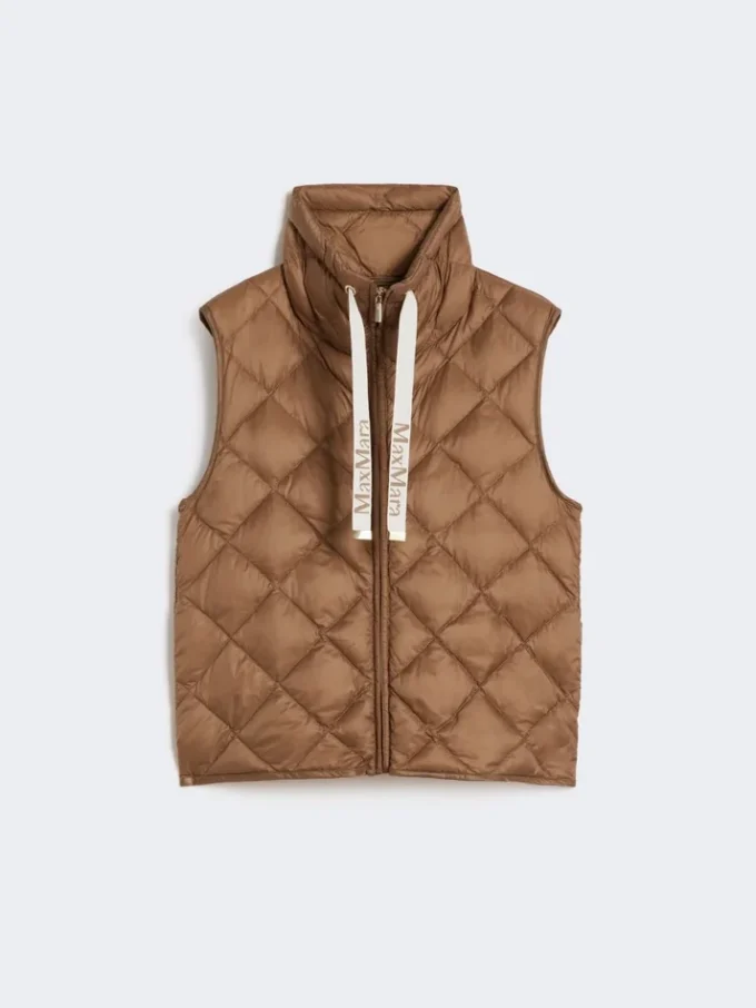 Vattert, vannavvisende nylon-canvas-vest, karamell Vattert, vannavvisende nylon-canvas-vest, karamell