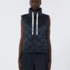 Vattert, vannavvisende nylon-canvas-vest, midnattsblå