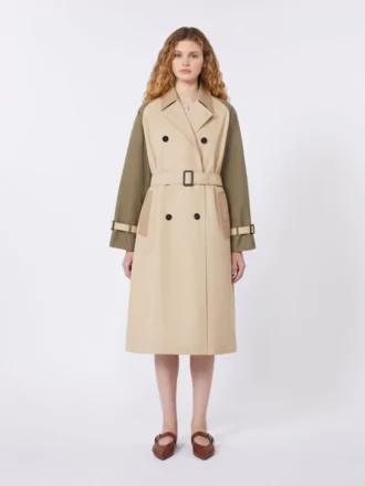 Vendbar, vannavvisende trenchcoat i gabardin, beige