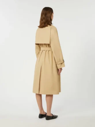 Vendbar, vannavvisende trenchcoat i gabardin, beige