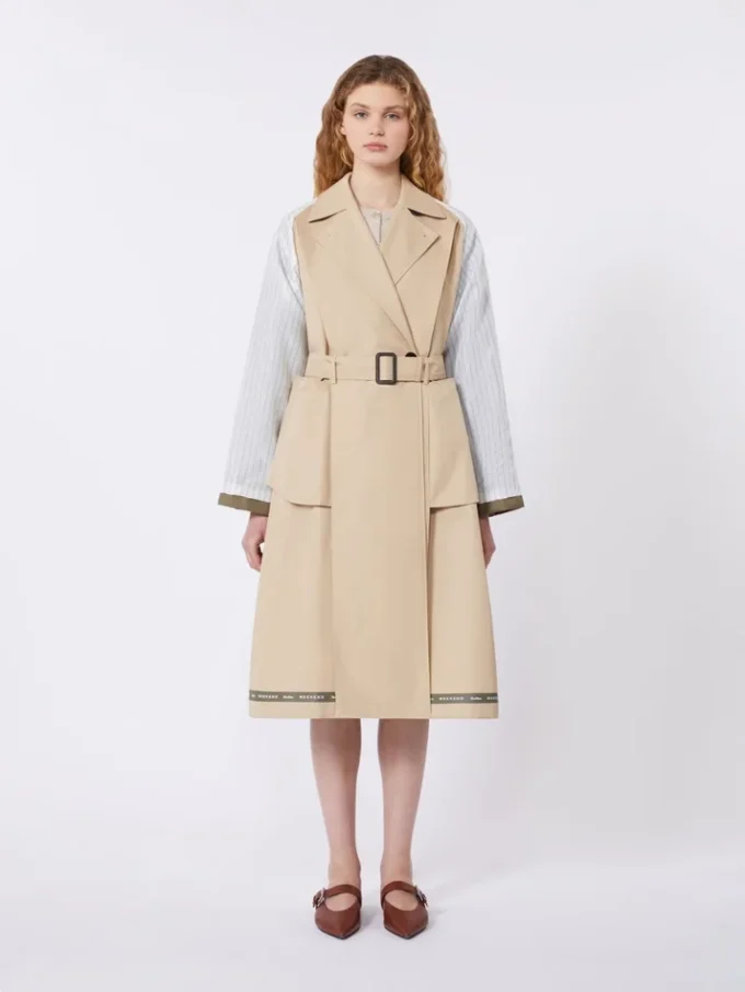 Vendbar, vannavvisende trenchcoat i gabardin, beige Vendbar, vannavvisende trenchcoat i gabardin, beige