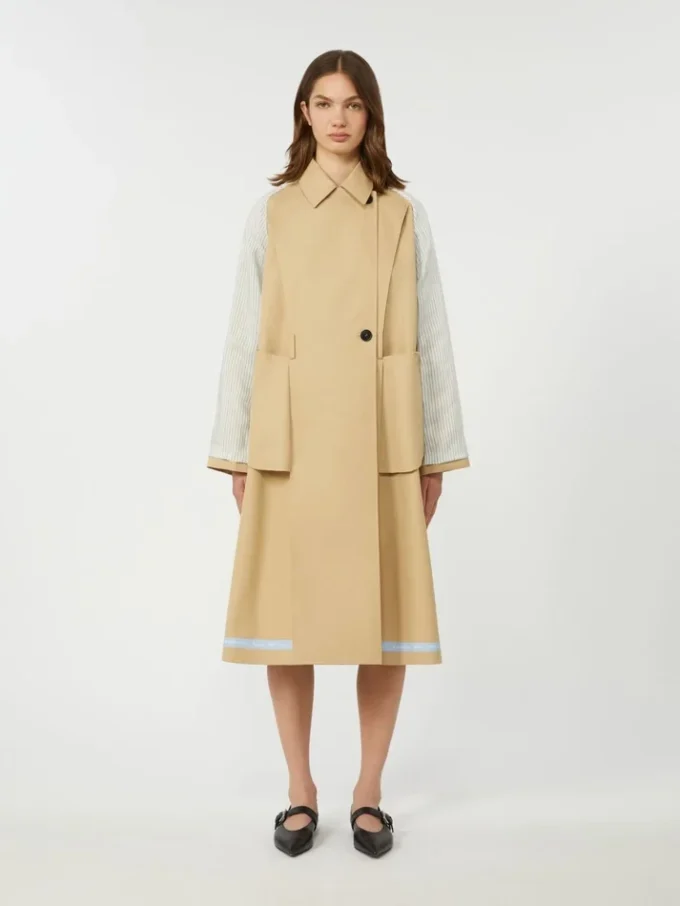 Vendbar, vannavvisende trenchcoat i gabardin, beige Vendbar, vannavvisende trenchcoat i gabardin, beige