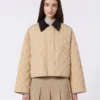 Vendbar, vattert jakke i vannavvisende stoff, beige