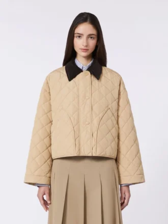 Vendbar, vattert jakke i vannavvisende stoff, beige Vendbar, vattert jakke i vannavvisende stoff, beige