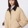 Vendbar, vattert jakke i vannavvisende stoff, beige