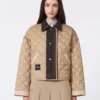 Vendbar, vattert jakke i vannavvisende stoff, beige