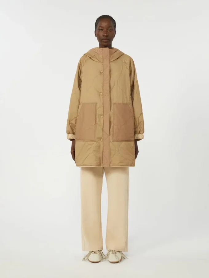 Vendbar, vattert parkas i vannavvisende kanvas, beige Vendbar, vattert parkas i vannavvisende kanvas, beige