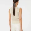 Vest i lin og kabelstrikk, beige