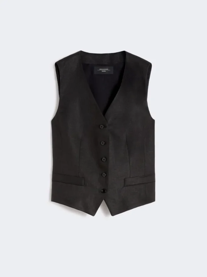 Vest i lin, svart