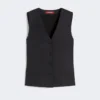 Vest i lin, svart