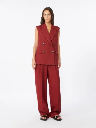 Vest i lin-twill, mursteinsrød