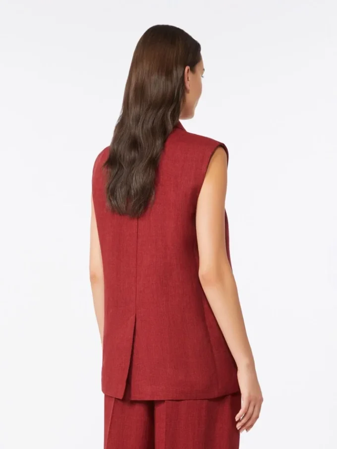 Vest i lin-twill, mursteinsrød