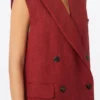 Vest i lin-twill, mursteinsrød