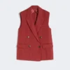 Vest i lin-twill, mursteinsrød