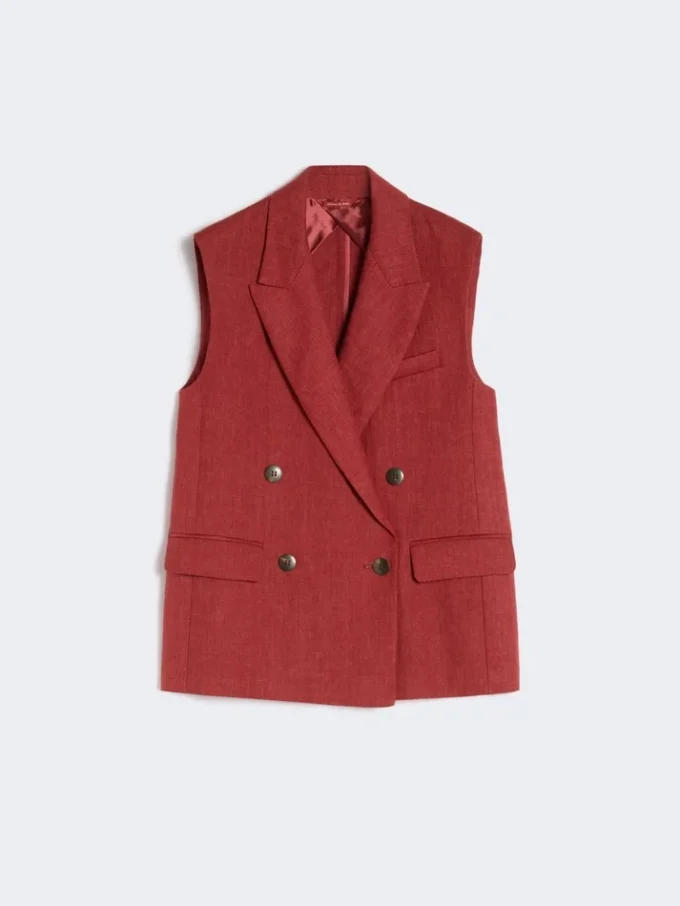 Vest i lin-twill, mursteinsrød