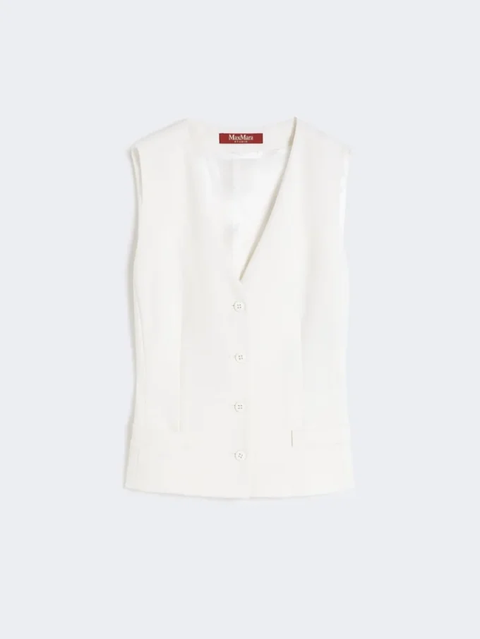 Vest i ullkrepp, hvit