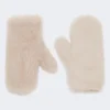 Votter i teddy-stoff av alpakka og ull, beige