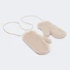 Votter i teddy-stoff av alpakka og ull, beige