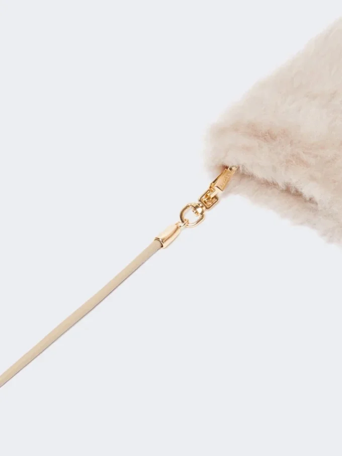 Votter i teddy-stoff av alpakka og ull, beige