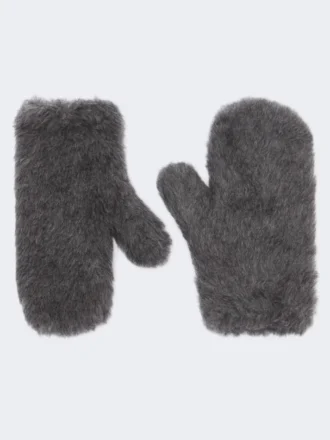 Votter i ull og teddy-stoff av alpakka, mellomgrå