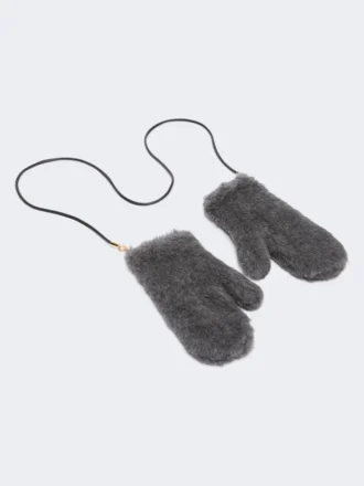 Votter i ull og teddy-stoff av alpakka, mellomgrå